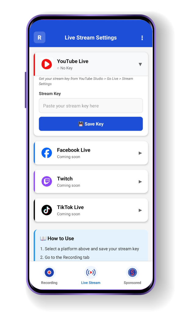 Live Recording Stream to YouTube