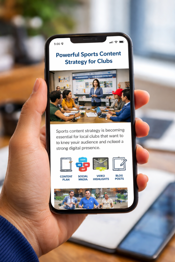 sports content strategy for clubs displayed on mobile phone